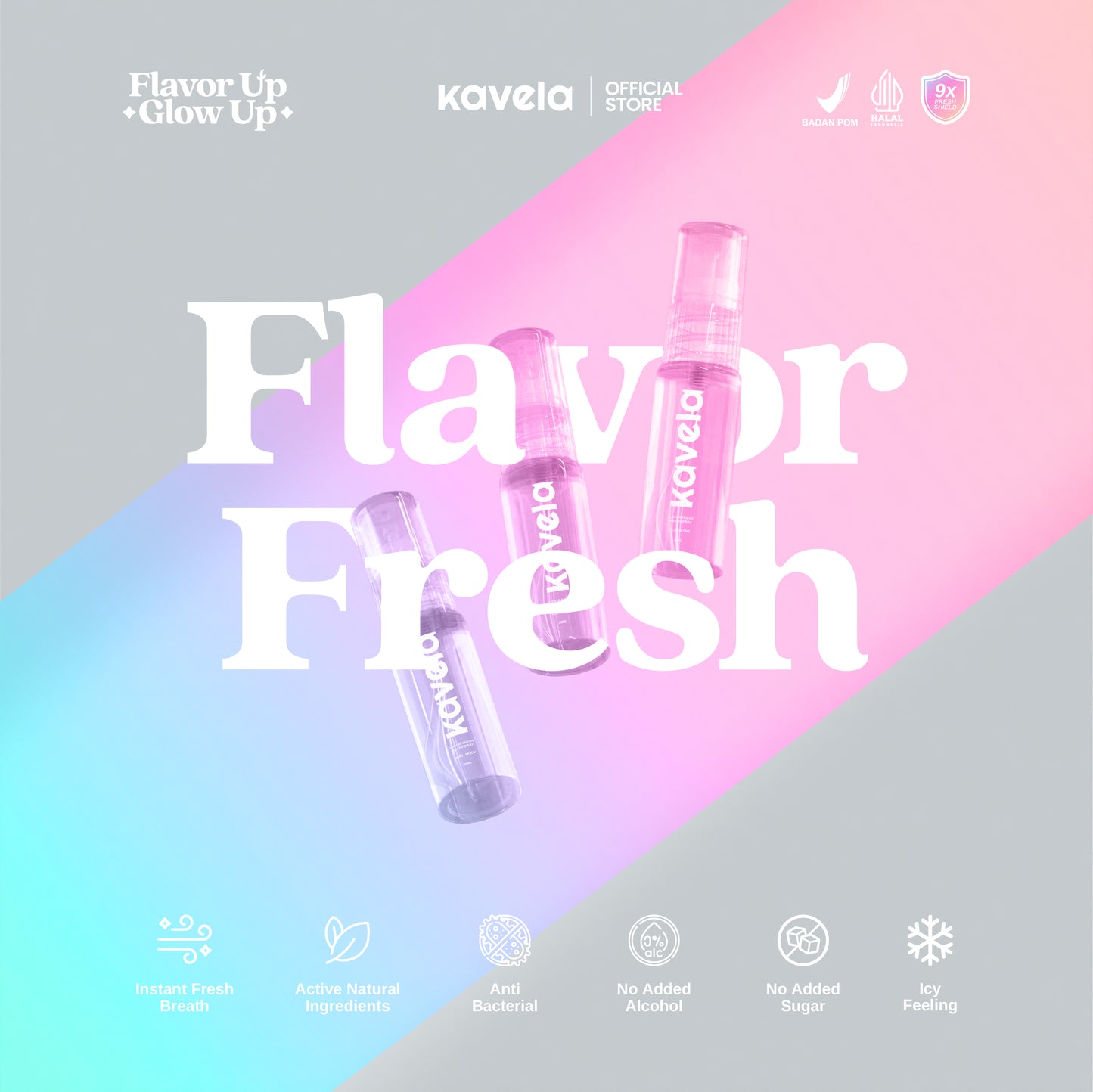 Flavor Fresh Bundle 3 Mouth Spray 20ml : Lychee Love, Calmelon dan Berry Mood